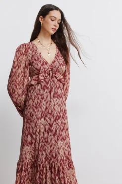 Robe midi &agrave; volant