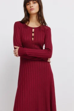 Robe midi en maille rouge