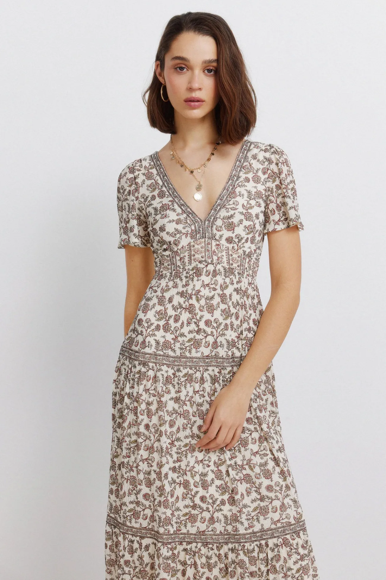 Robe midi imprimé frise