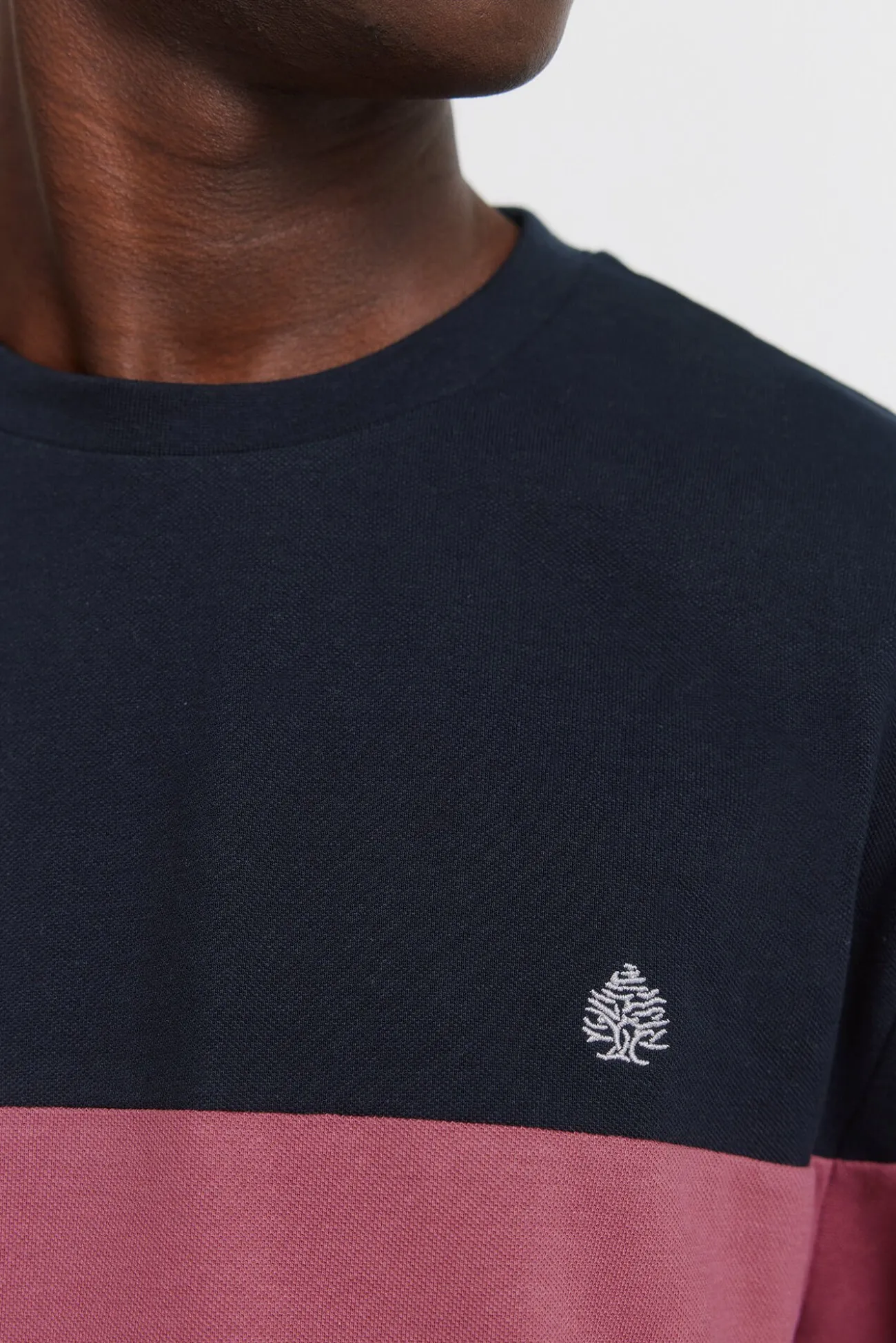 t-shirt à manches longues en piqué à blocs