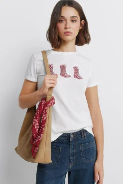 T-shirt &agrave; manches retrouss&eacute;es