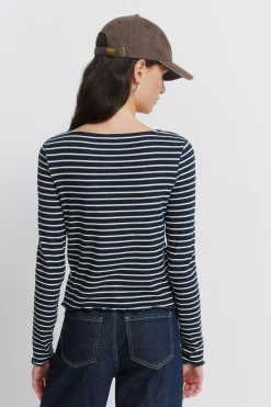 T-shirt à rayures avec boutons