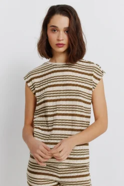 T-shirt &agrave; rayures en maille