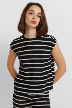T-shirt &agrave; rayures en maille