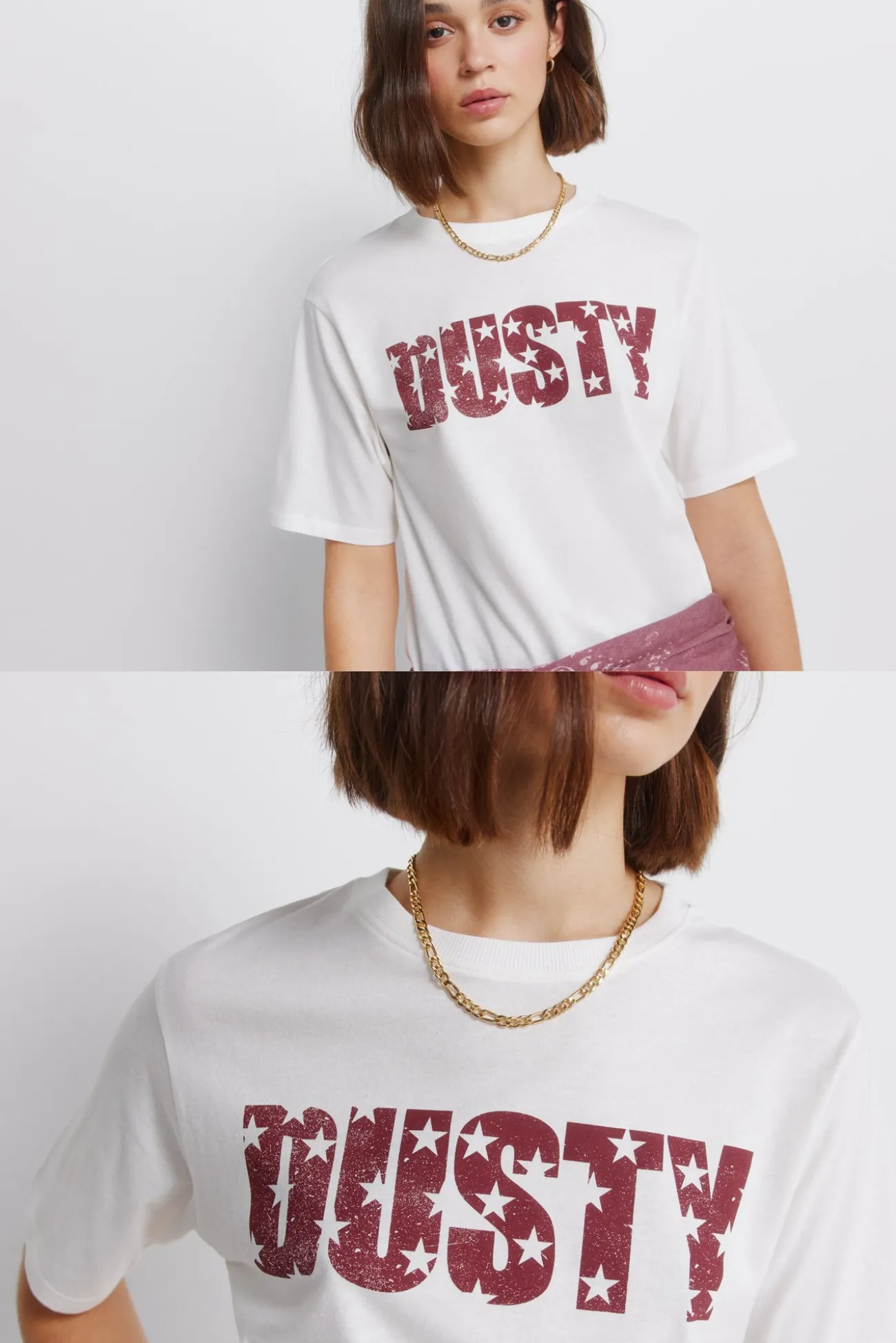 T-shirt col côtelé effet délavé