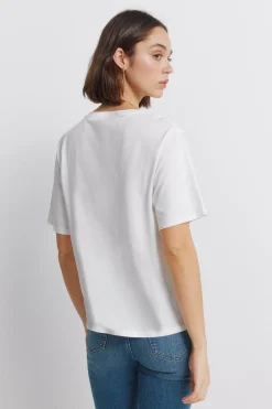 T-shirt col côtelé effet délavé