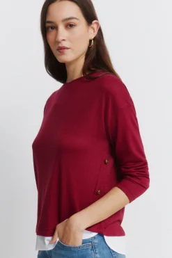 T-shirt combinée avec boutons latéraux