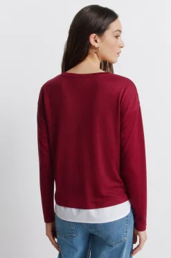 T-shirt combinée avec boutons latéraux