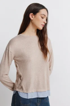 T-shirt combin&eacute;e avec boutons lat&eacute;raux