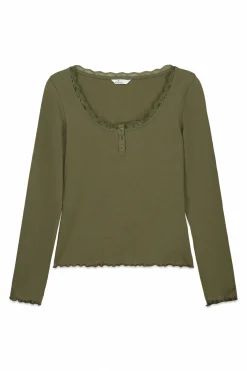 T-shirt manches longues en dentelle