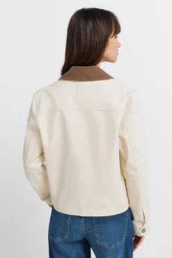 Veste courte en coton beige