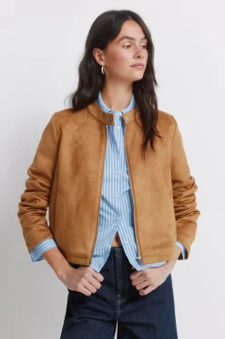 Veste courte en daim synthétique