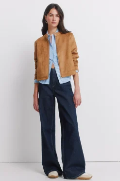 Veste courte en daim synthétique