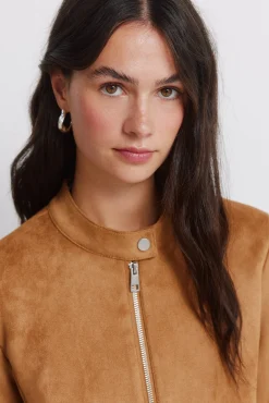 Veste courte en daim synthétique