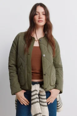 Veste courte matelassée verte