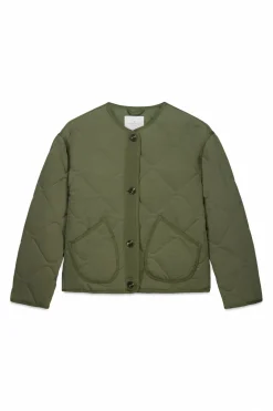 Veste courte matelassée verte