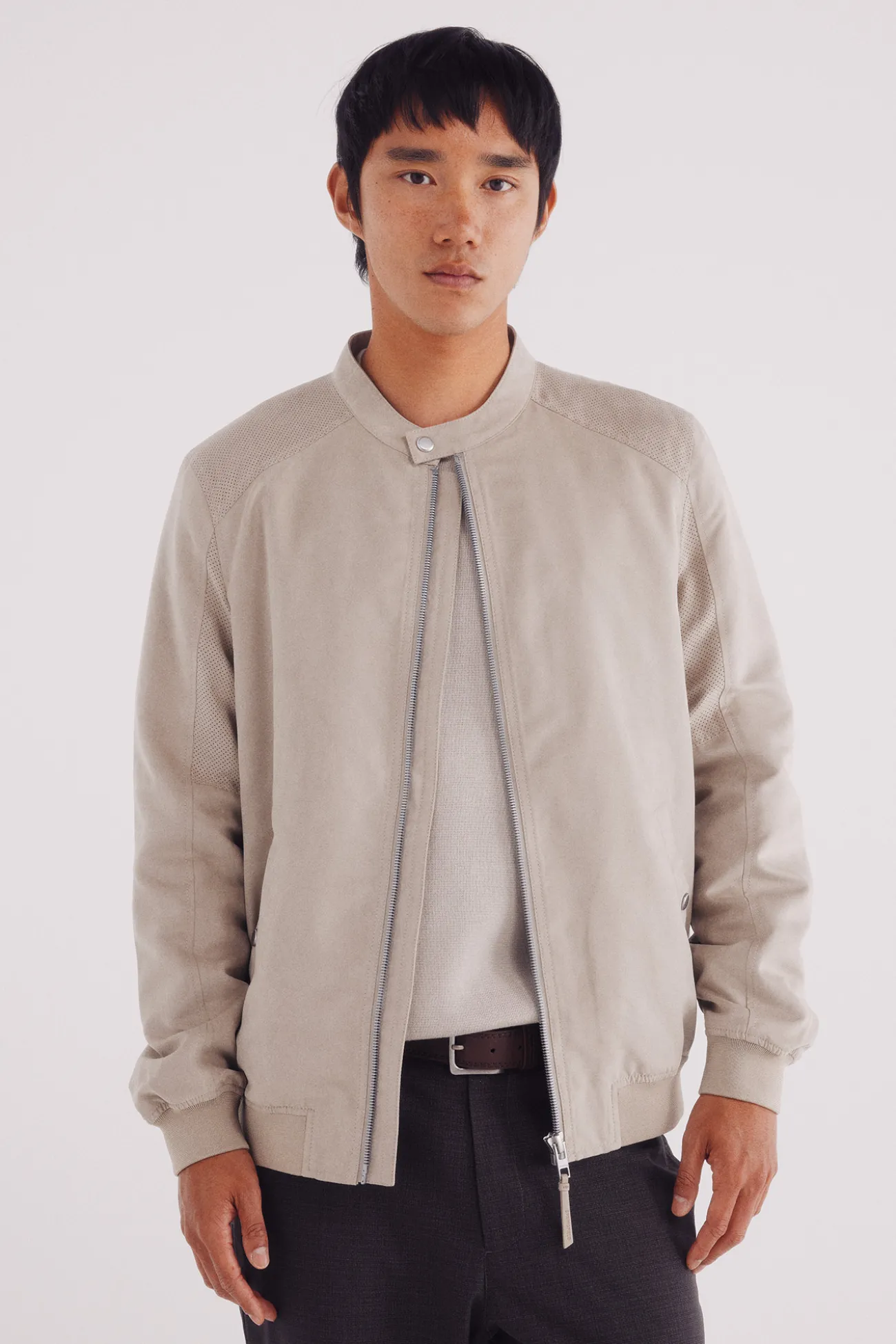 Veste effet daim micro-perforé