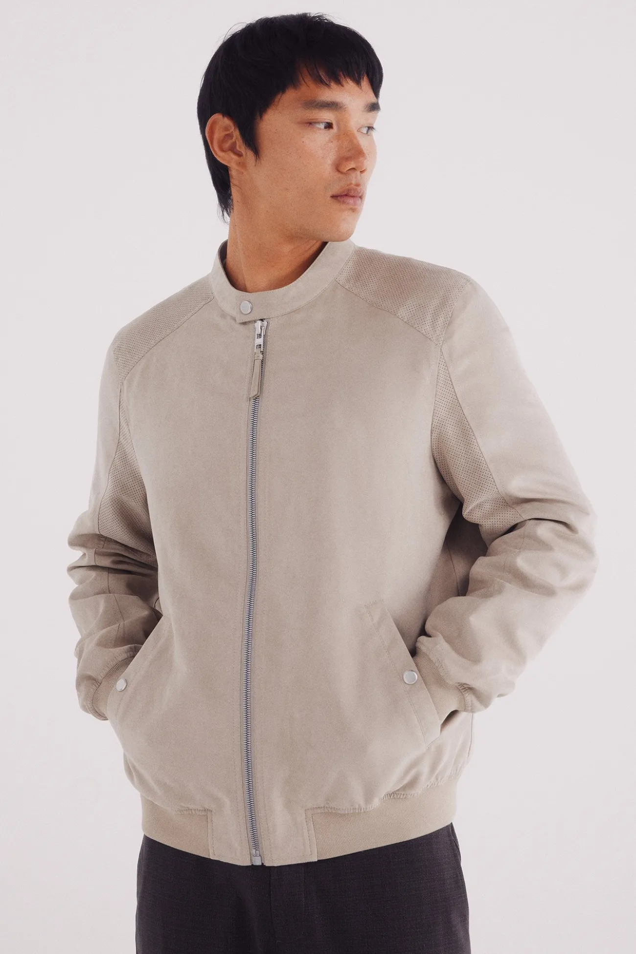 Veste effet daim micro-perforé