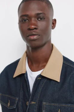Veste en jean oversize avec col contrasté